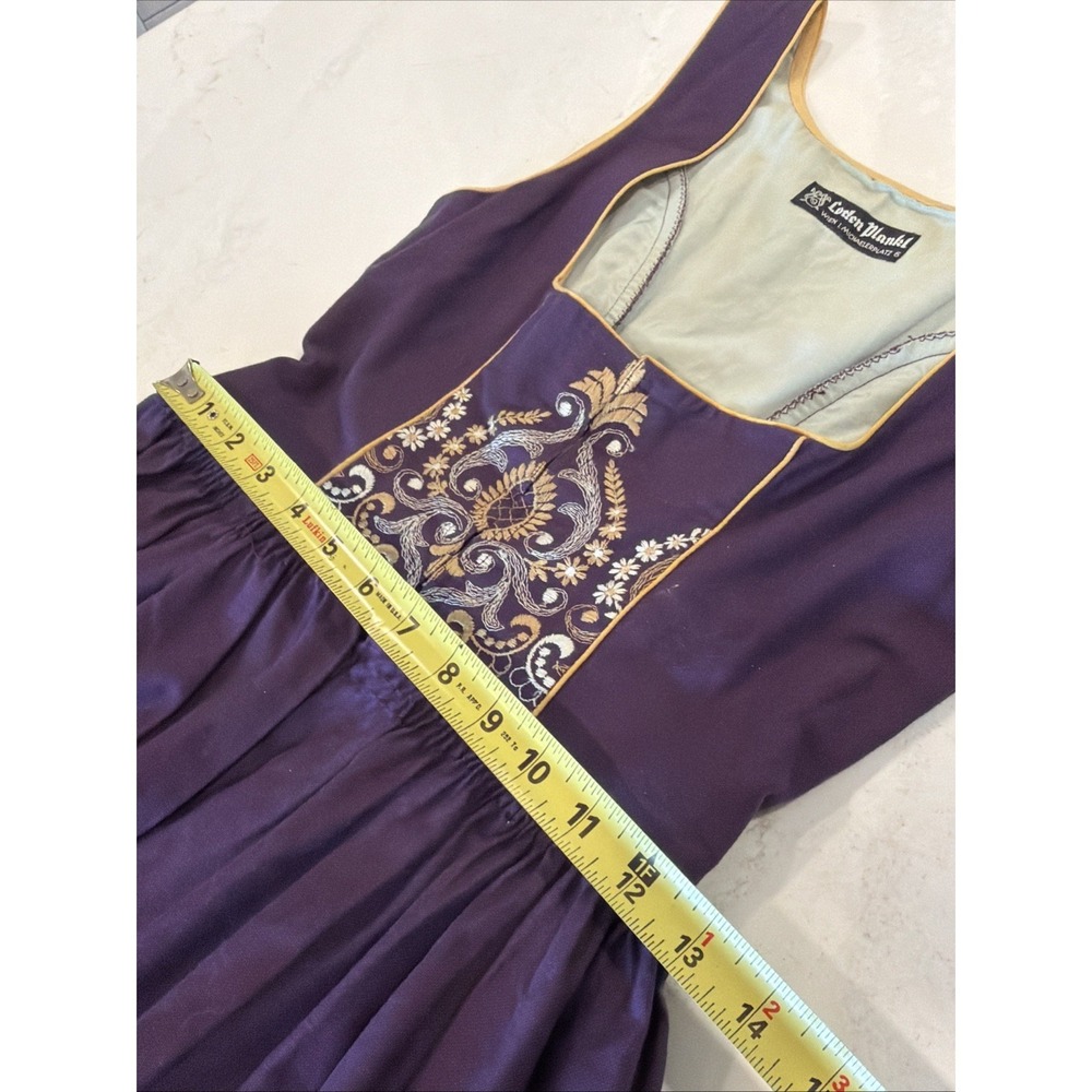 Vintage Loden Plankl Purple Embroidered Alpine Suit Women XS Oktoberfest Dirndl - Picture 5 of 12